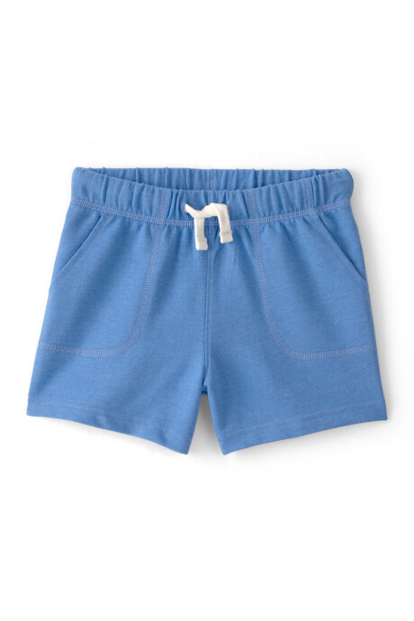 Short deportivo de algodón, azul, con cintura elástica Short deportivo de algodón, azul, con cintura elástica