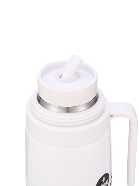 Termo 1Lt. Premium Manija Rigida Metalizado Blanco