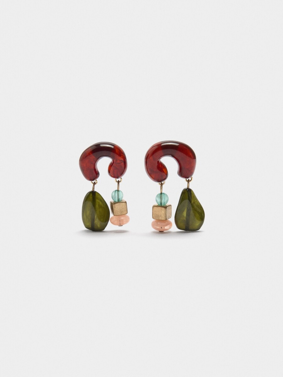 Pendientes Largos Efecto Piedra multicolor