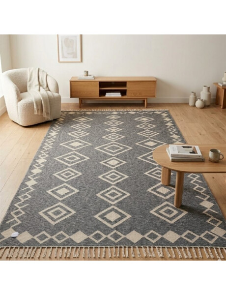 ALFOMBRA C/FLECOS 200X285CM AZUL ROMBOS CON FLECOS ALFOMBRA C/FLECOS 200X285CM AZUL ROMBOS CON FLECOS
