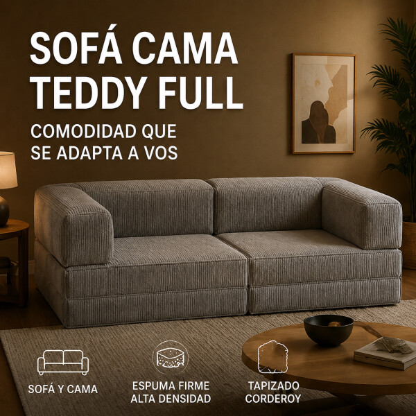 Sofá Sillón Cama ComboHome Teddy Premium 3 Cuerpos Corderoy Gris 1