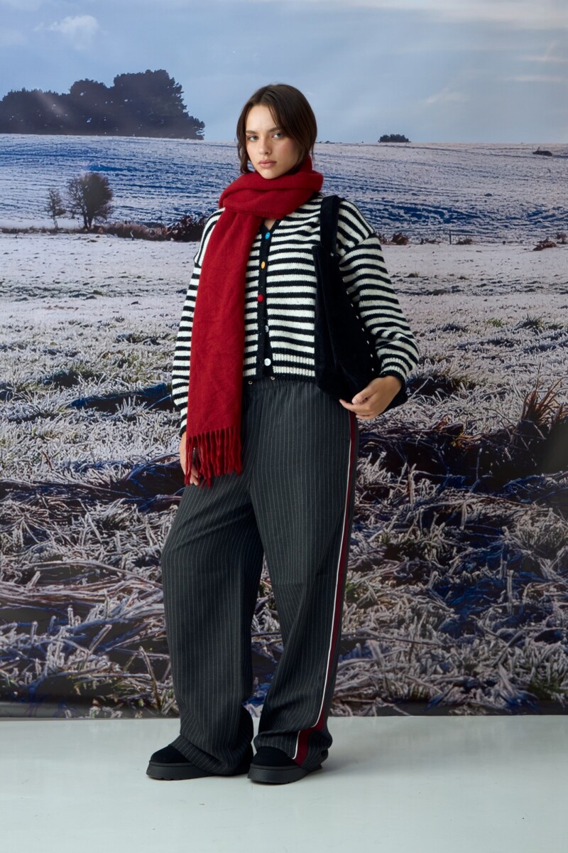 Cardigan rayado buttons - negro 