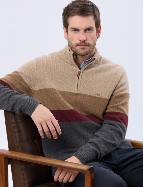 BUZO TEJIDO A RAYAS Gris