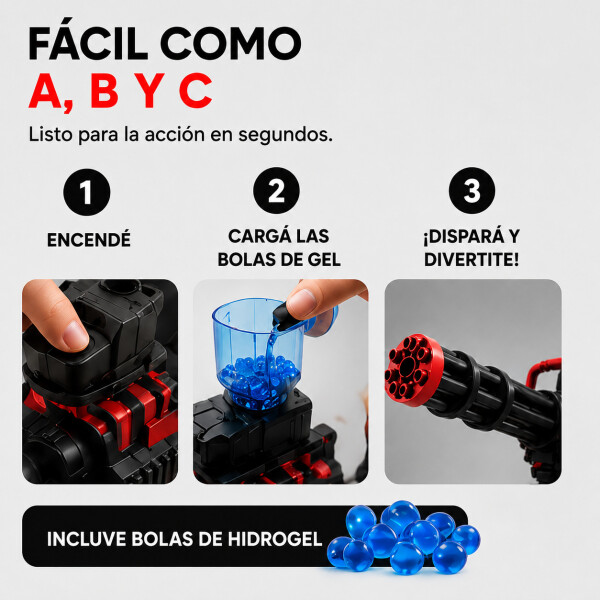 Ametralladora Automática Hidrogel + Trípode Recargable Color Negro