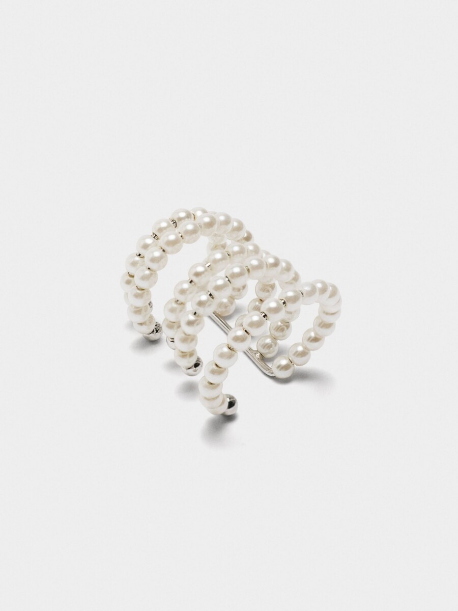 Earcuff Con Aros De Perlas blanco