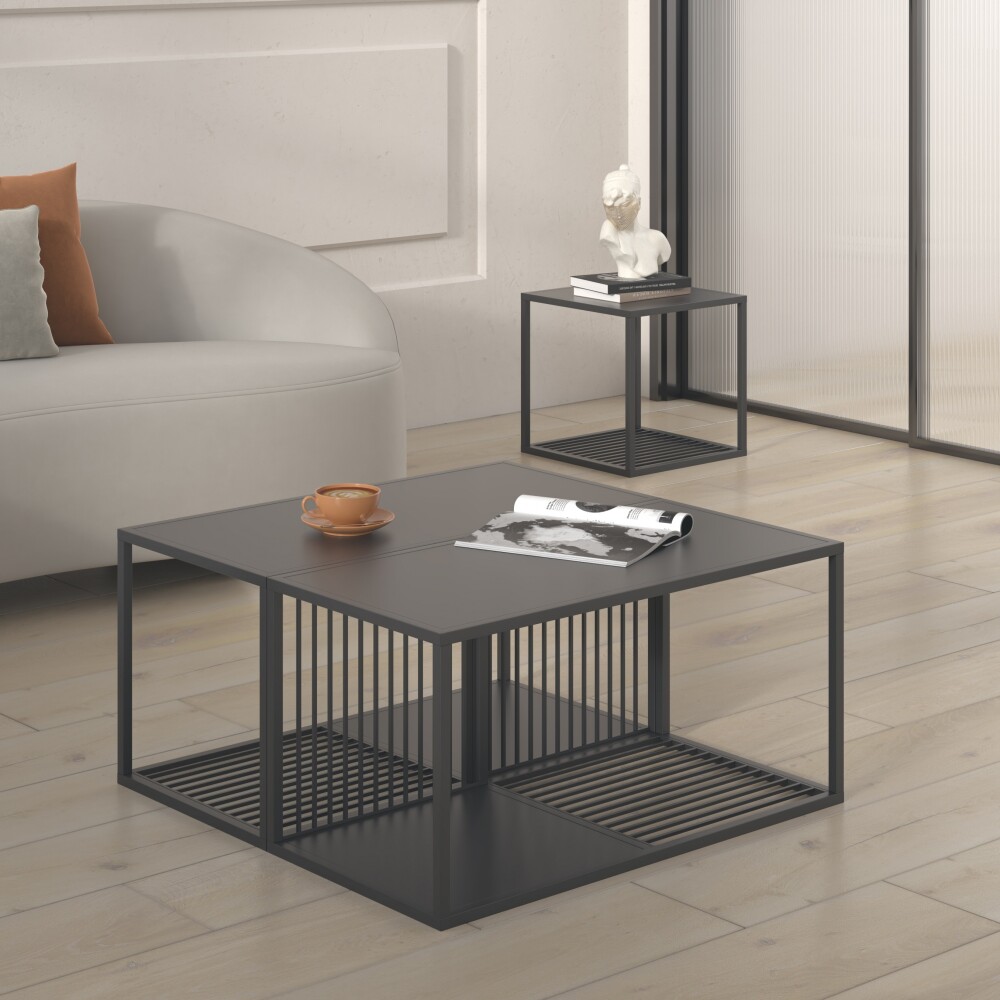 MESA LATERAL METAL NEGRO OLIVIA