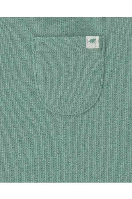 Set dos piezas de algodón, enterito y remera, verde y crema, diseño dinos Sin color
