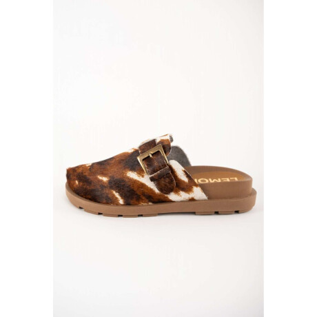 Zueco Pelo Animal Print Marron