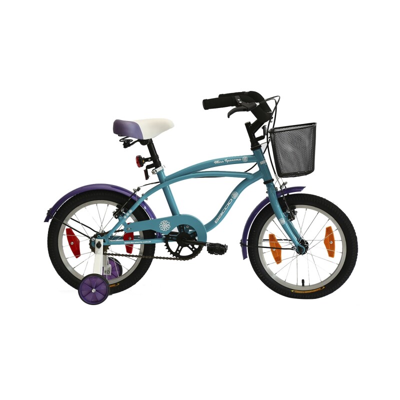 Bicicleta Infantil Baccio Ipanema rodado 16 con canasto Turquesa/Violeta