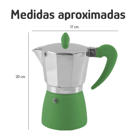 Cafetera Italiana Comet 6 Tazas Aluminio Mango Ergonómico Verde