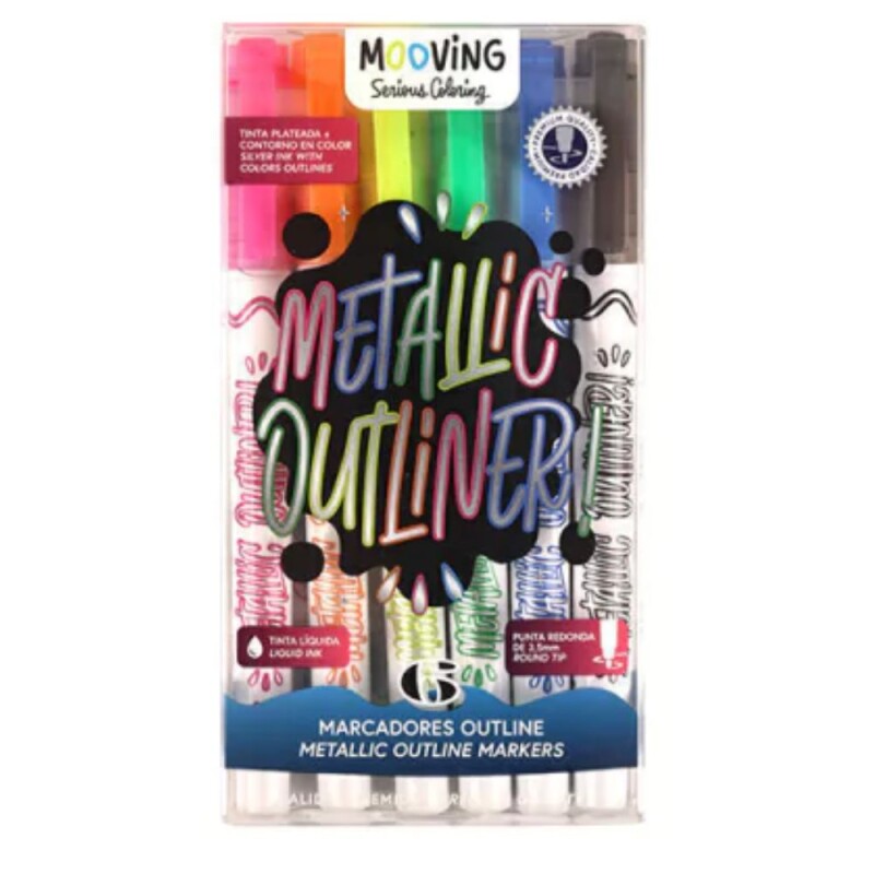 Marcador mooving Outliner metalizados x6 Marcador Mooving Outliner Metalizados X6