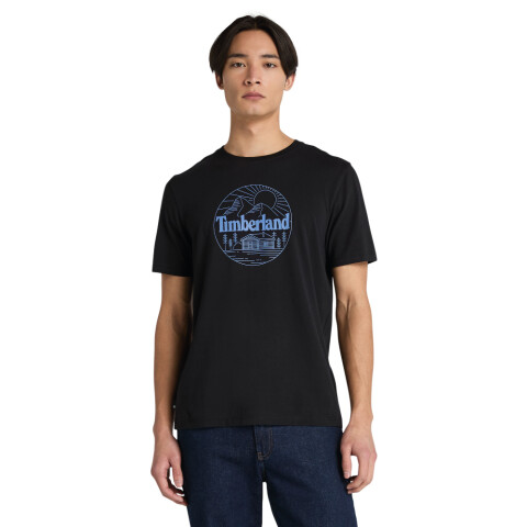 Polo Mountain Graphic Manga Corta Hombre Black