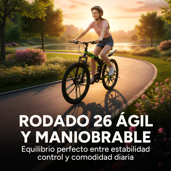 Bicicleta JJFH Rod 26 Doble Suspensión Plegable Freno Disco Color Verde