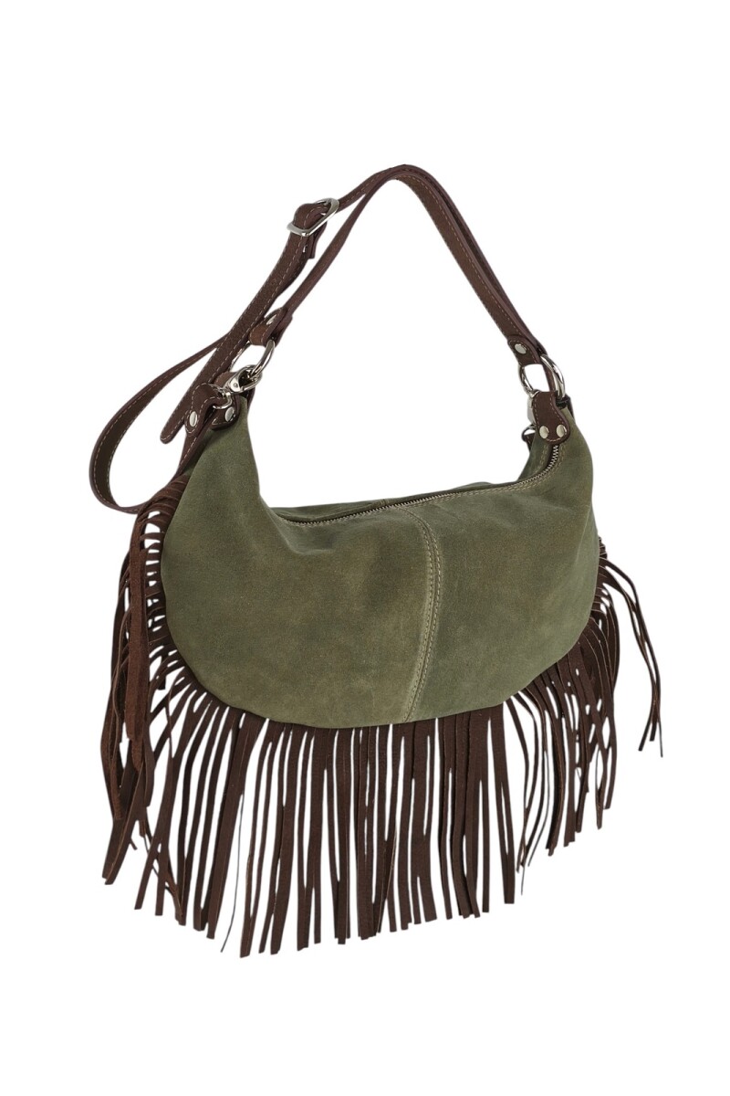 Cartera con flecos verde