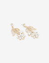 Aros Colgantes Largos Strass Aros Largos Flor De Strass - Dorado