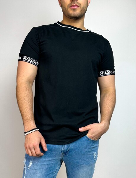 T-Shirt lisa con puños combinados Medina Negro