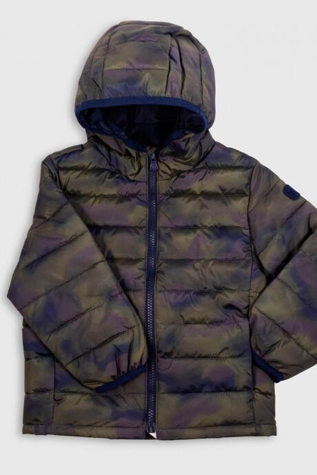 Campera Puffer Con Capucha Toddler Niño Green Camo