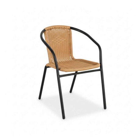 Silla Si­mil Rattan y acero clasica Beige