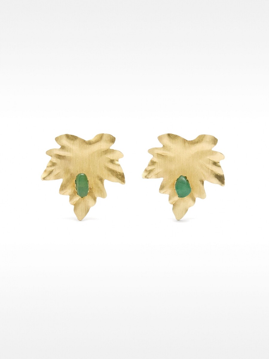 Pendientes Hoja Con Piedra verde