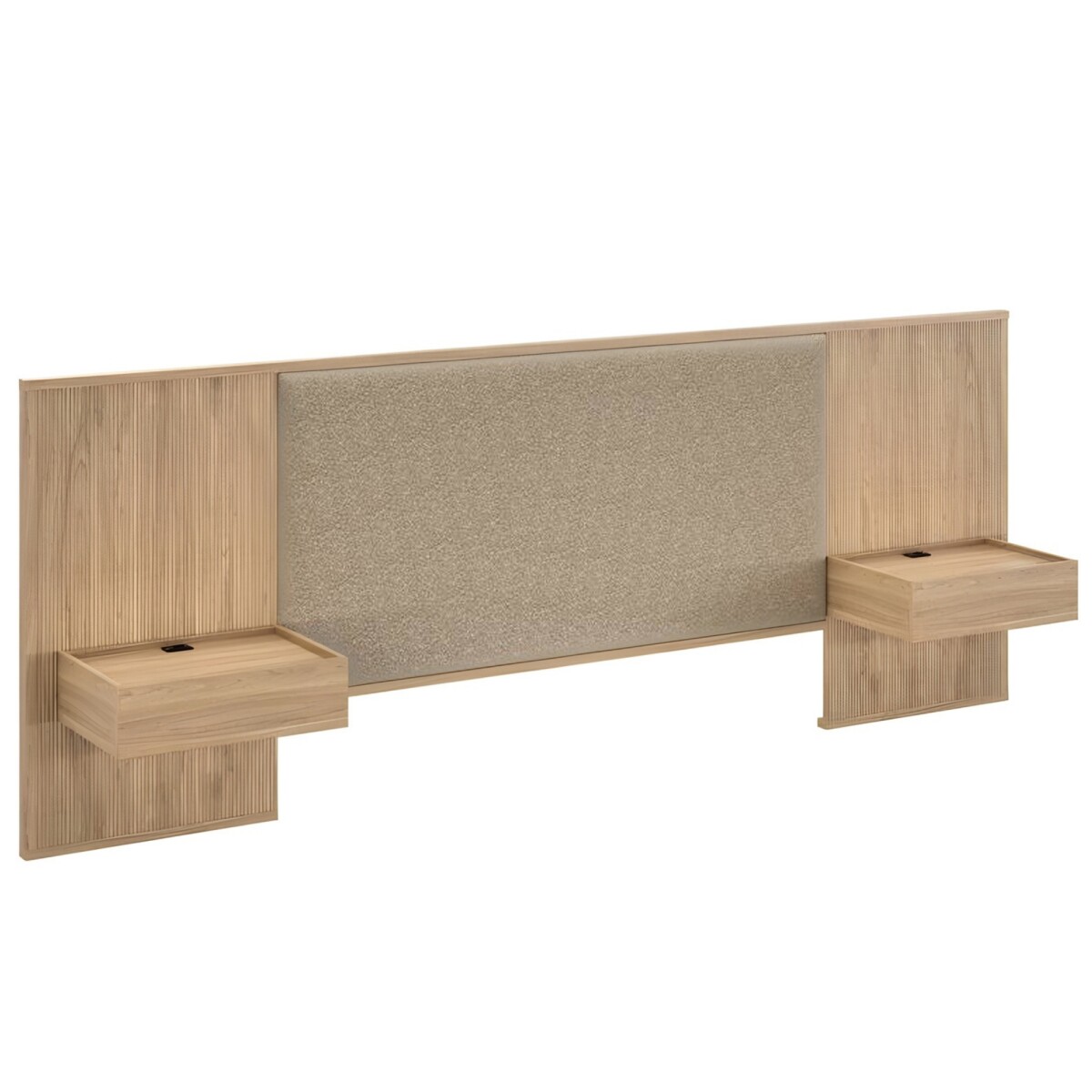 Respaldo Queen tapizado con mesa de luz Liam - Moderna - Hanover 