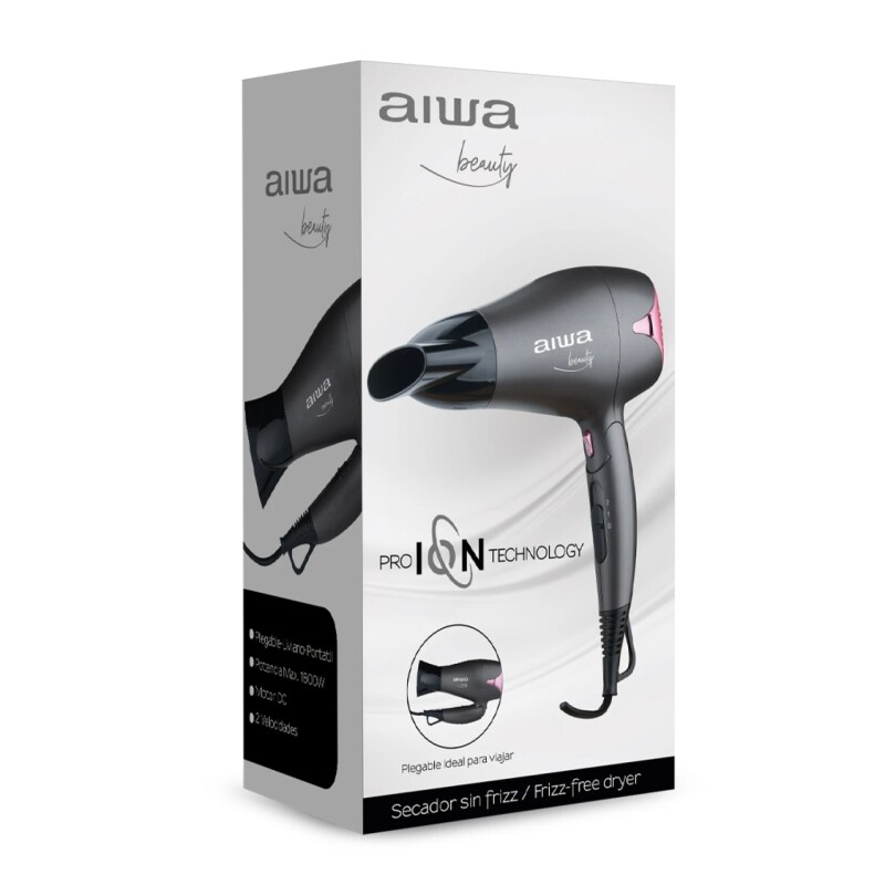 Secador de Pelo Aiwa AW-THD1839 Plegable 1800W (AW-THD1839) AIWA - SECADOR PELO PLEG.S/FRIZZ 2 VEL.1800W (CH)