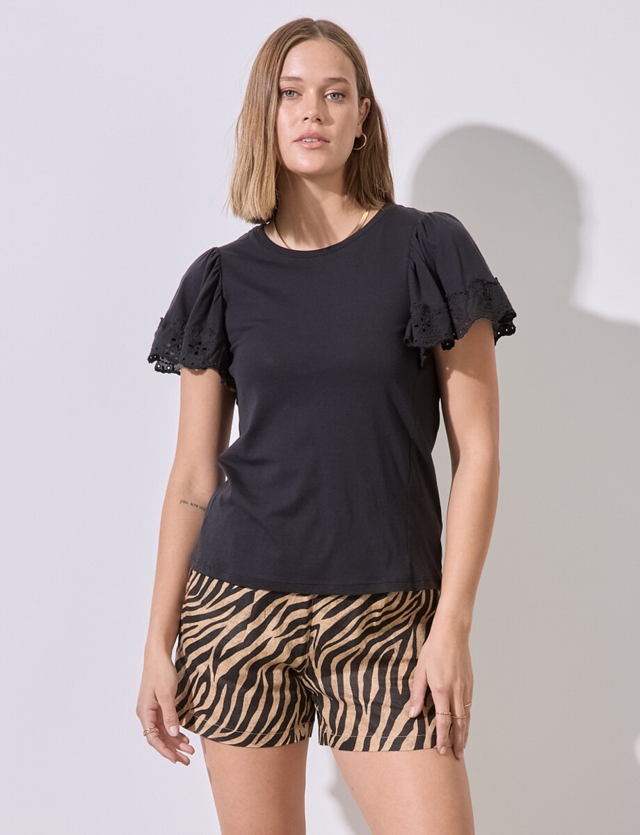 Remera Algodon Broderie - Negro 