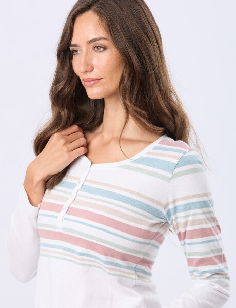 REMERA RAYADA DE ALGODÓN Blanco