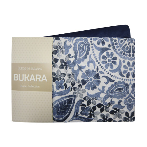 Juego Sábanas 2 plazas Bukara 100% Microfibra 245 ARABESCO AZUL