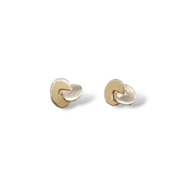 Caravanas Enlazada-Plata y oro-Sin piedra-CA5113 sinpiedra