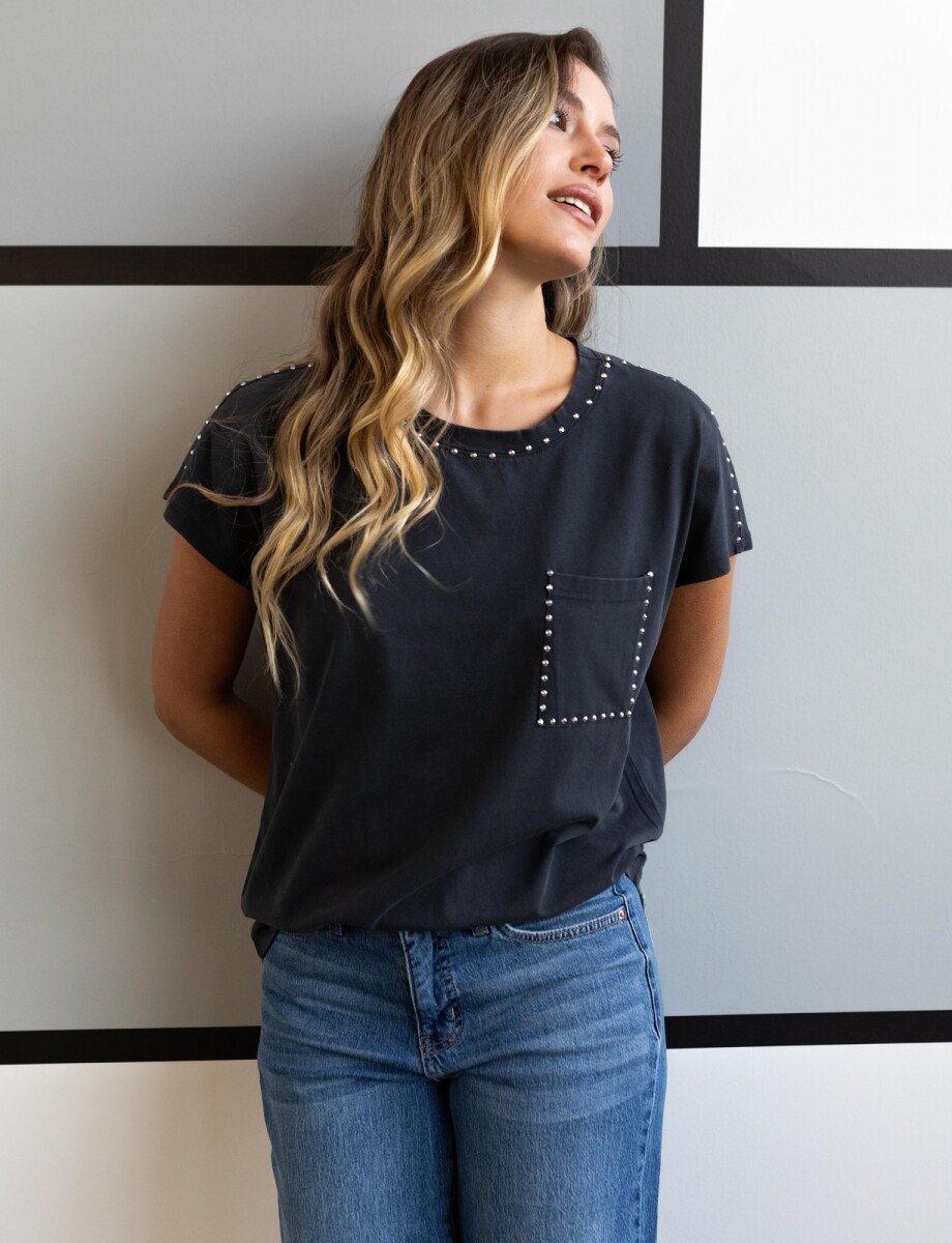 Remera Algodon Tachas - Gris Oscuro 