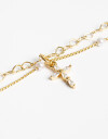 Collares Cortos Cubic zirconia Collar Corto Layer Con Cruz Y Beads Multicolor. - Dorado
