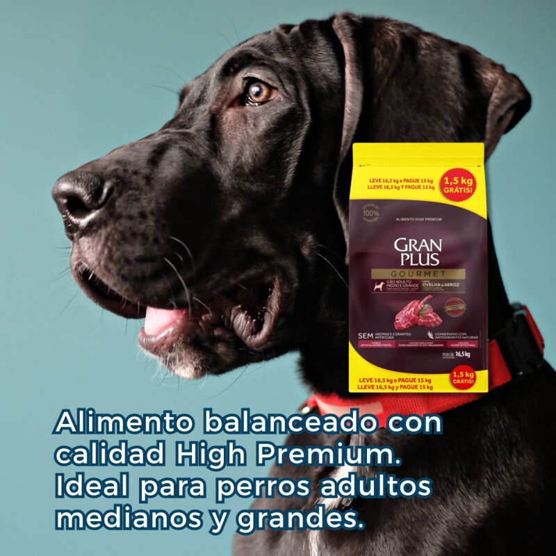 GRAN PLUS GOURMET AD. RAZA MEDIANO GRANDE CORDERO 15 + 1.5 KGS GRAN PLUS GOURMET AD. RAZA MEDIANO GRANDE CORDERO 15 + 1.5 KGS