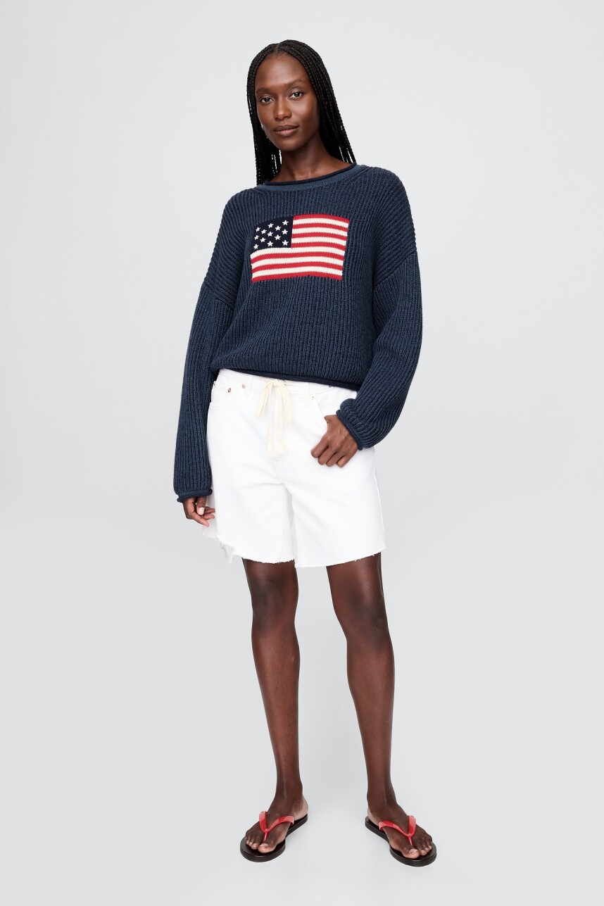 Buzo Algodón Bandera Usa Mujer Navy Uniform