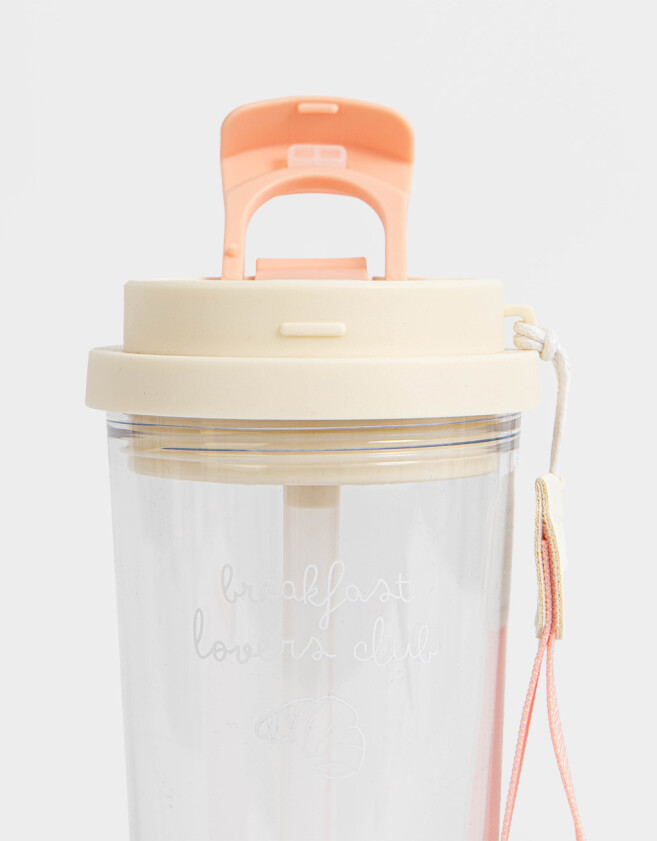 Accesorios Cocina Estampados Vaso Alto De Plástico Estampado Con Manija. - Rosa Bebe