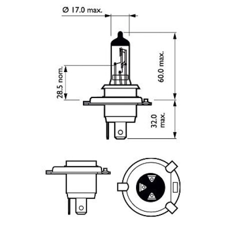 LAMPARA - H19 12V 60/55W PU43T-3 C1 PHILIPS LAMPARA - H19 12V 60/55W PU43T-3 C1 PHILIPS