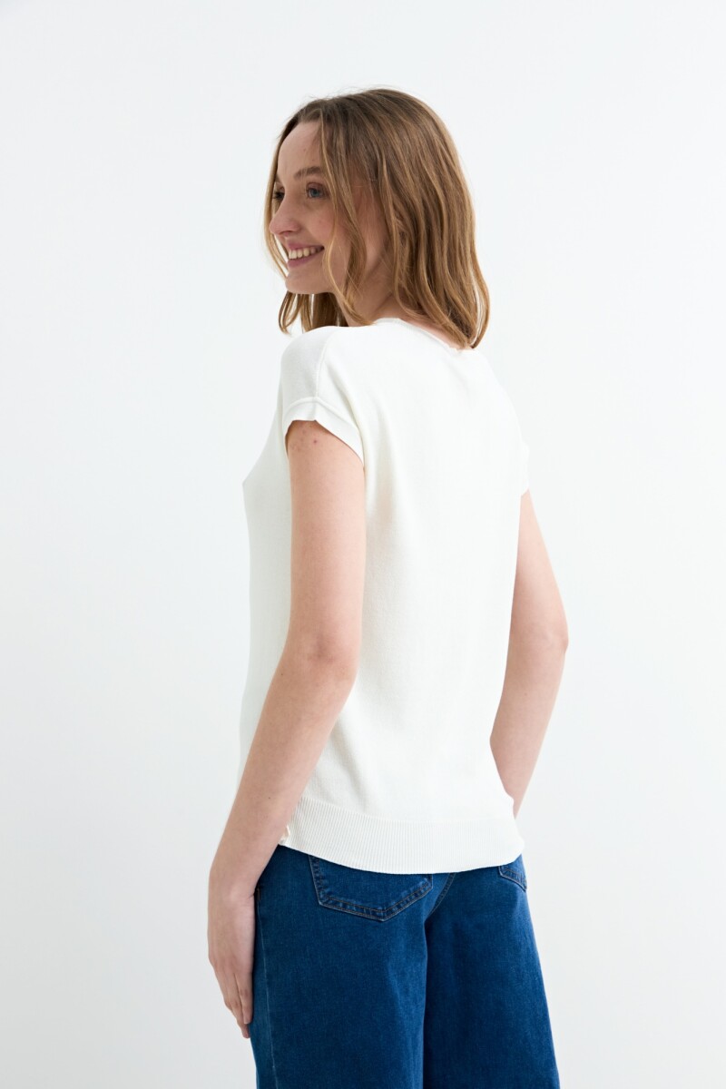 Sweater m/c escote V CRUDO