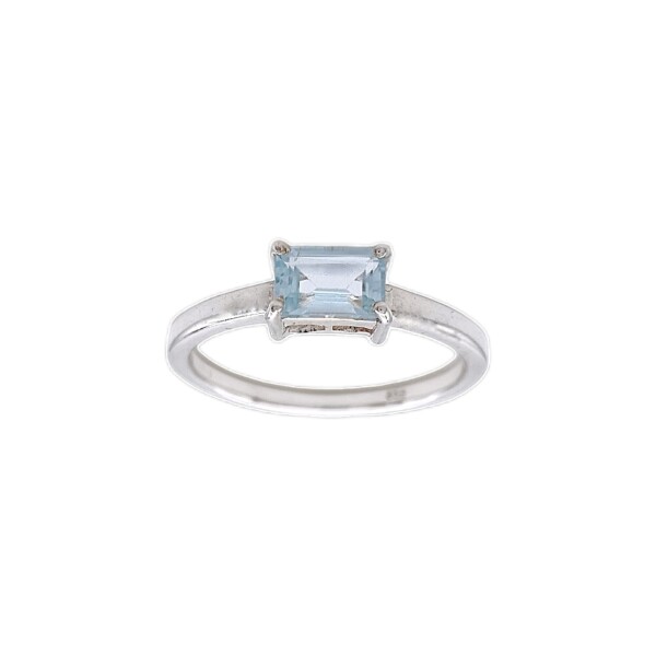Anillo Solitario-Plata rodinada-Piedra Topacio azul-AN2012 conpiedra