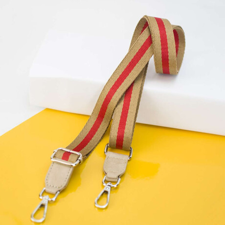 Correa Galon Para Cartera Nuez y Rojo