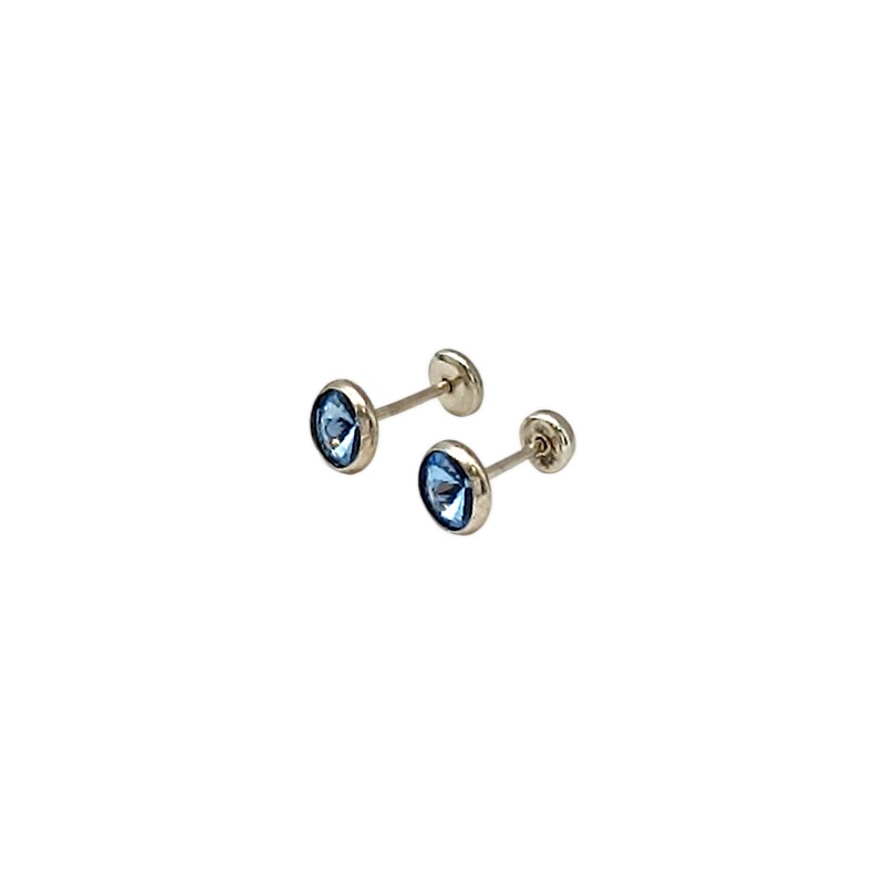 Abridores de bebe Circulos - Plata 925 - Zirconia celeste - AB3028 Conpiedra