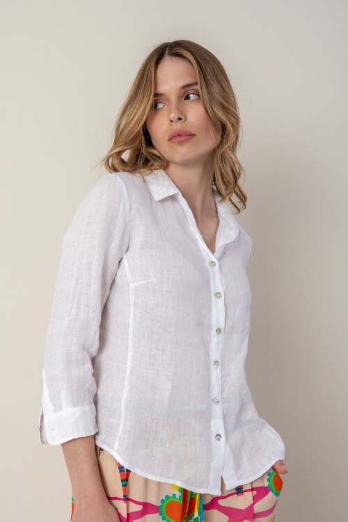 Camisa de dama lino Blanco