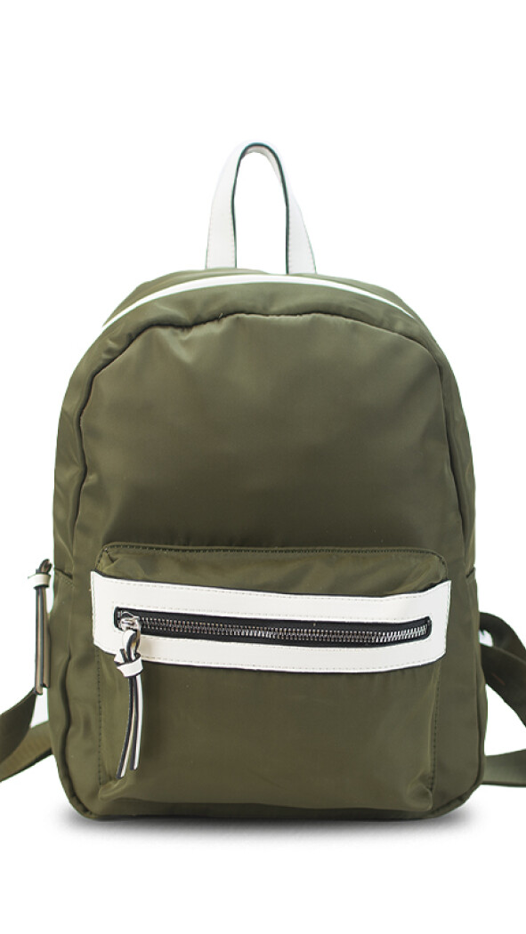 MOCHILA JEREZ OLIVA Y BLANCO