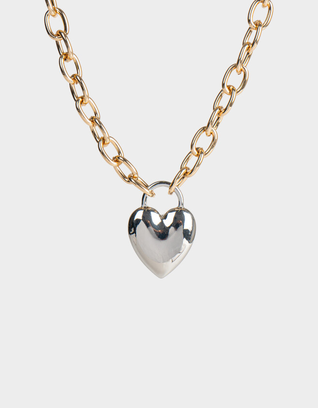 Collares Cortos Con corazón Collar Corto Con Corazón Mixplating - Combinacion Bicolor
