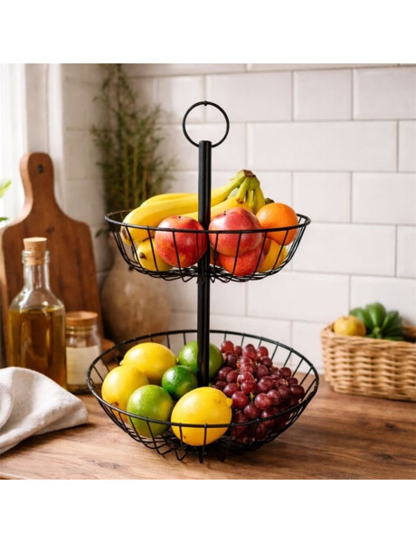 FRUTERO DOS NIVELES METAL D28x23CM NEGRO FRUTERO DOS NIVELES METAL D28x23CM NEGRO