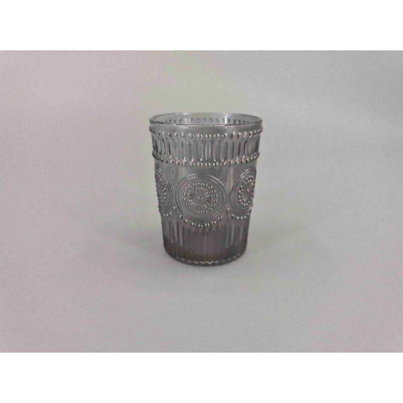 Vaso de Vidrio Labrado Corto Set 6 Unidades Grafito