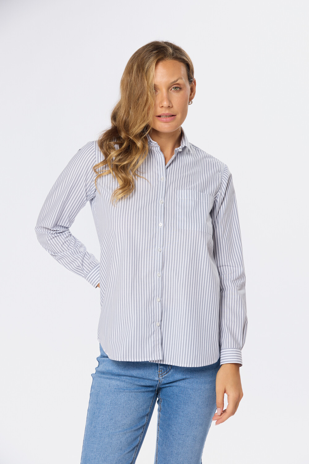 CAMISA HOLGADA RAYADA Piedra