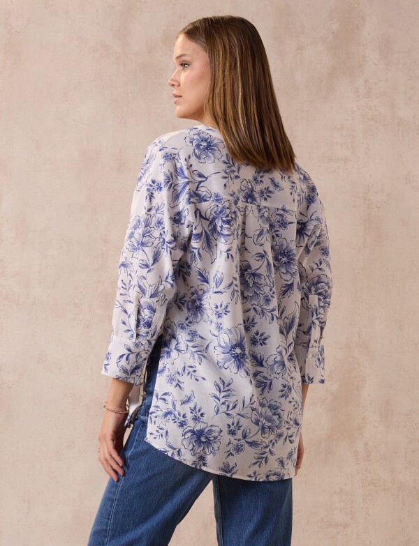 Blusa Printed BLANCO/AZUL