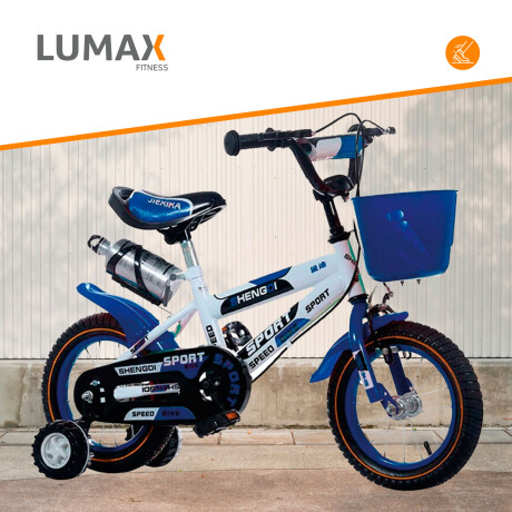 Bicicleta Rodado 14 Con Canasto Y Caramañola Niño Niña Lumax Azul