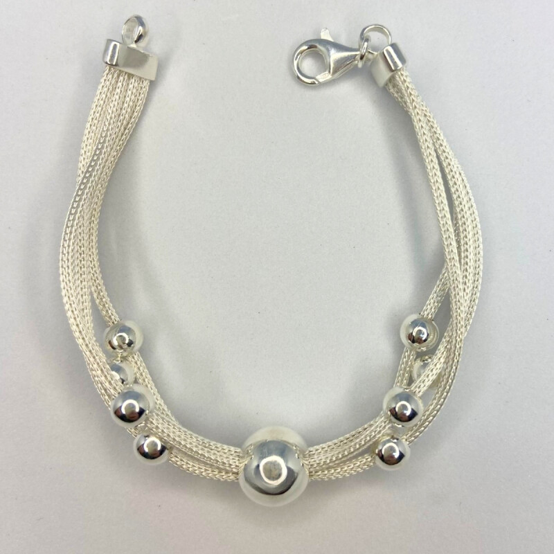 PULSERA DE PLATA Y ESFERAS, LARGO 19 CM L5dcalza0010-br