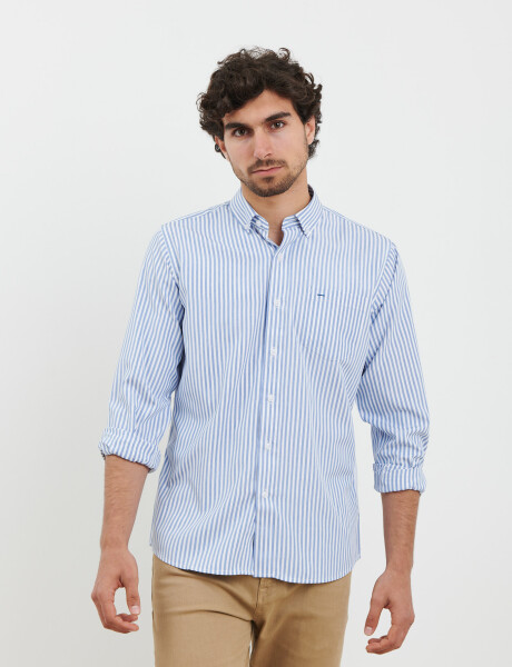 012549 CAMISA HARRINGTON LABEL Blanco/azul