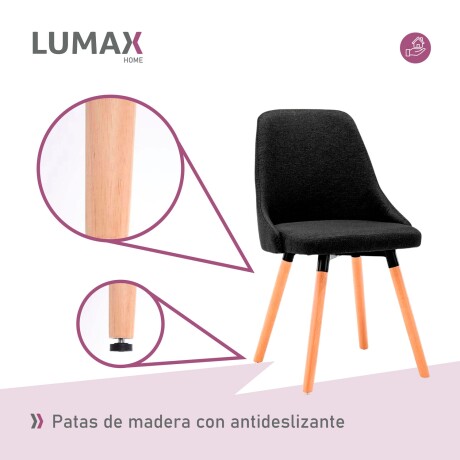Silla de comedor Lumax modelo Harvey en tela Negro